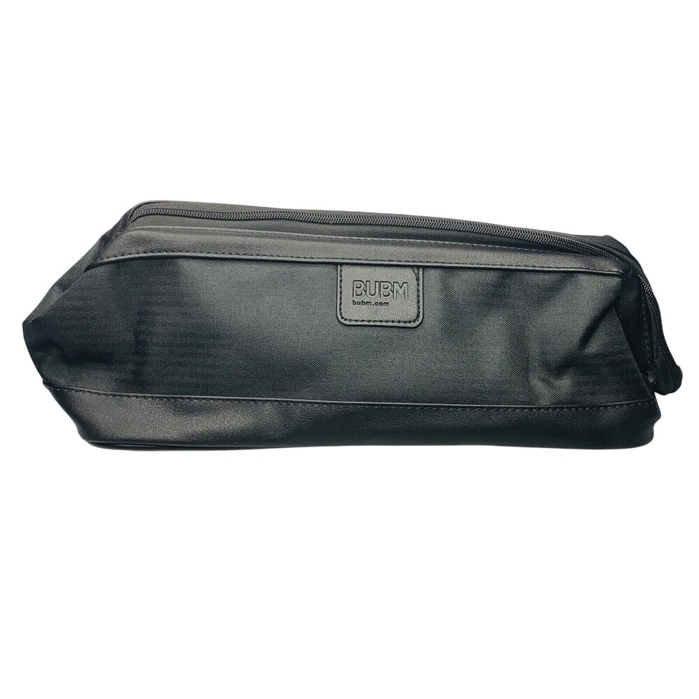 BUBM Long Travel Case, Black Leather Bottom, Zipper Closure with Strap